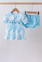 Blue rose smocked bloomer set - ARIA KIDS