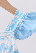 Blue rose smocked ruffle one-piece swimsuit - ARIA KIDS