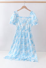 Blue rose print women dress - ARIA KIDS