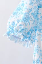 Blue rose print women dress - ARIA KIDS