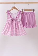 Pink floral bow smocked ruffle shorts set - ARIA KIDS