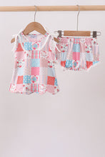 Pink floral patchwork scalloped bloomer set - ARIA KIDS