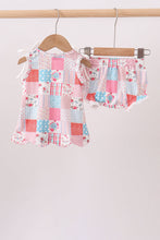 Pink floral patchwork scalloped bloomer set - ARIA KIDS