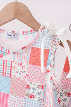 Pink floral patchwork scalloped ruffle shorts set - ARIA KIDS
