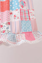Pink floral patchwork scalloped ruffle shorts set - ARIA KIDS