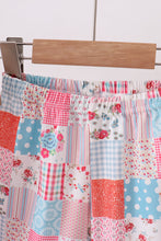Pink floral patchwork scalloped ruffle shorts set - ARIA KIDS