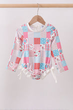 Pink floral patchwork ruffle rashguard - ARIA KIDS