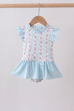 Blue floral ruffle one-piece swimsuit - ARIA KIDS