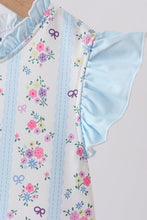 Blue floral ruffle one-piece swimsuit - ARIA KIDS
