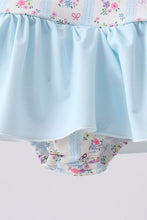 Blue floral ruffle one-piece swimsuit - ARIA KIDS