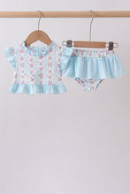 Blue floral ruffle 2pc swimsuit - ARIA KIDS
