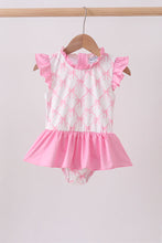 Pink bow ruffle one-piece swimsuit - ARIA KIDS