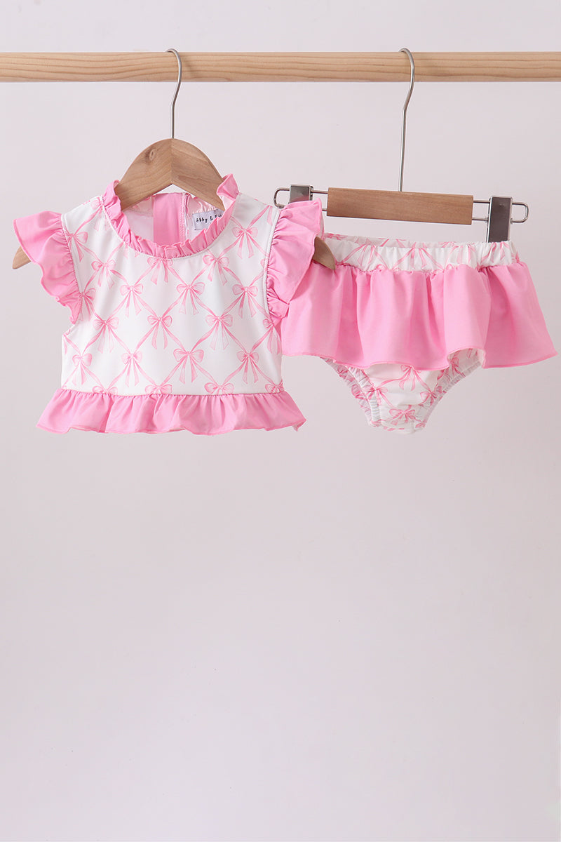 Pink bow ruffle 2pc swimsuit - ARIA KIDS