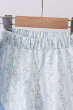 Blue character applique ruffle shorts set