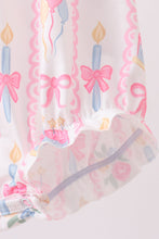 Pink birthday cake smocked bubble - ARIA KIDS