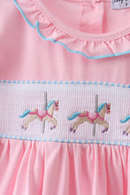 Pink carousel smocked ruffle dress - ARIA KIDS