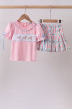 Pink carousel smocked ruffle skorts set - ARIA KIDS