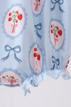 Blue strawberry bow embroidery bubble - ARIA KIDS