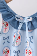 Blue strawberry bow ruffle one-piece swimsuit - ARIA KIDS