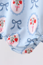 Blue strawberry bow ruffle one-piece swimsuit - ARIA KIDS