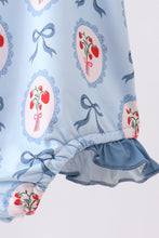 Blue strawberry bow ruffle one-piece swimsuit - ARIA KIDS