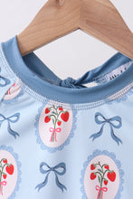 Blue strawberry bow ruffle rashguard - ARIA KIDS