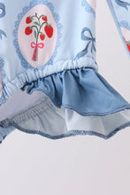 Blue strawberry bow ruffle rashguard - ARIA KIDS