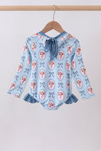 Blue strawberry bow ruffle rashguard - ARIA KIDS