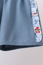 Blue strawberry bow ruffle shorts set - ARIA KIDS