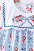 Blue strawberry bow ruffle dress - ARIA KIDS