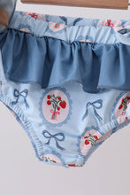 Blue strawberry bow ruffle 2pc swimsuit - ARIA KIDS