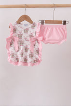 Pink carousel print ruffle bloomer set - ARIA KIDS