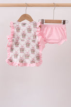 Pink carousel print ruffle bloomer set - ARIA KIDS