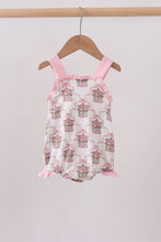 Pink carousel print ruffle bubble - ARIA KIDS