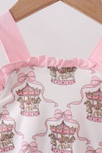 Pink carousel print ruffle bubble - ARIA KIDS