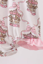 Pink carousel print ruffle bubble - ARIA KIDS