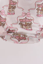Pink carousel print ruffle bubble - ARIA KIDS