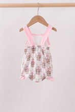 Pink carousel print ruffle bubble - ARIA KIDS