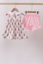 Pink carousel print ruffle shorts set - ARIA KIDS