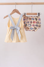 Khaki camper applique bow bloomer set - ARIA KIDS