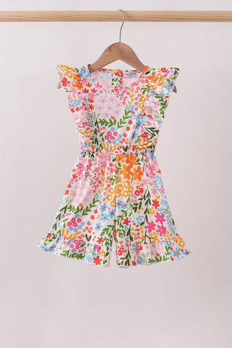 Summer floral print ruffle jumpsuit - ARIA KIDS