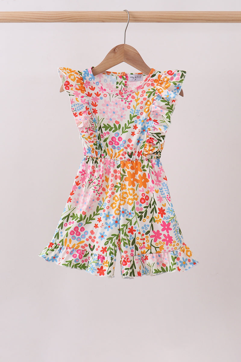 Summer floral print ruffle jumpsuit - ARIA KIDS