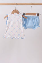 Blue bow ribbon print bloomer set - ARIA KIDS