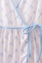 Blue bow ribbon print dress - ARIA KIDS