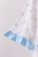 Blue bow ribbon print dress - ARIA KIDS