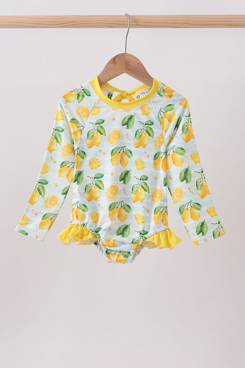 Lemon print ruffle rashguard - ARIA KIDS