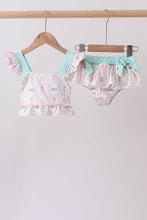 Green castle cream ruffle 2pc swimsuit - ARIA KIDS