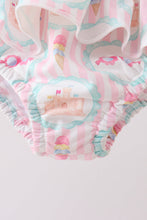 Green castle cream ruffle 2pc swimsuit - ARIA KIDS