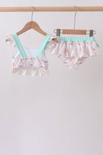 Green castle cream ruffle 2pc swimsuit - ARIA KIDS