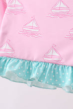 Pink sailboat print ruffle rashguard set - ARIA KIDS